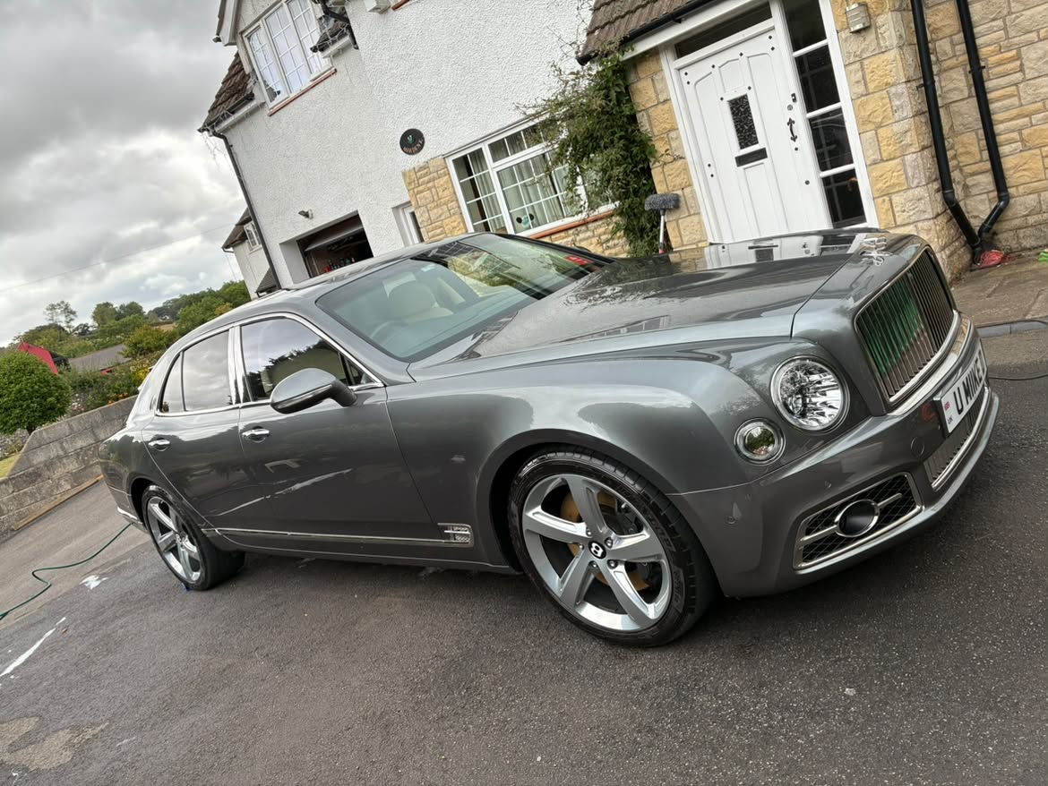 Pristine ceramic coat finish with hydrophobic water beading on vehicle surface